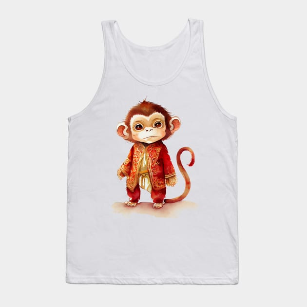 Watercolor Chinese Zodiac Year of the Monkey Tank Top by artsyindc